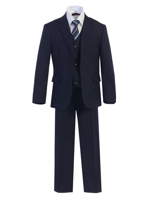 Magen Kids Boys Slim Fit 7 Pc Tie Bow Tie Pocket Square Suit 12M-18 - SophiasStyle.com